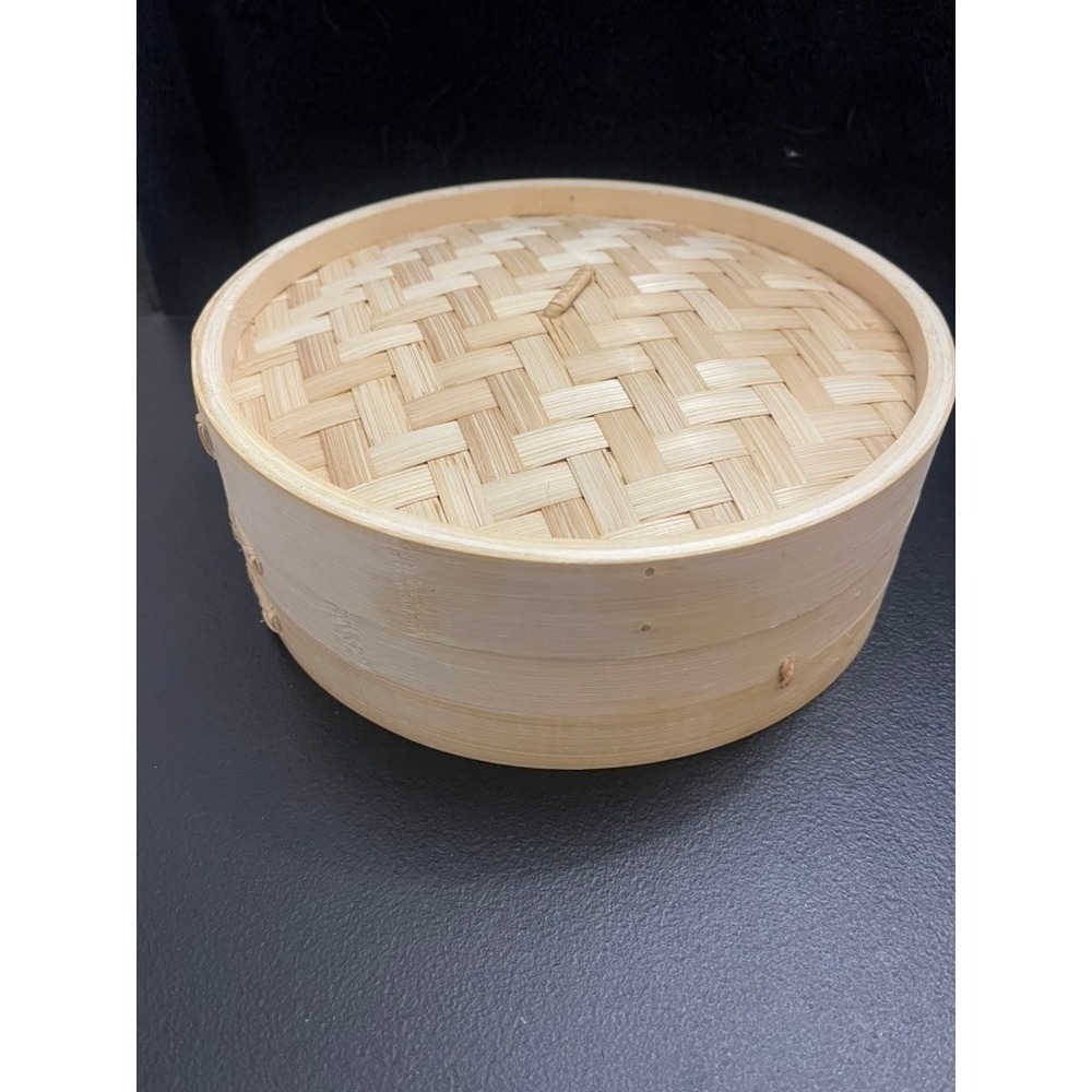 Crofton 10" Bamboo Steamer Basket w/ Lid Round 1-Tier Dumpling Bao Bun Steamer